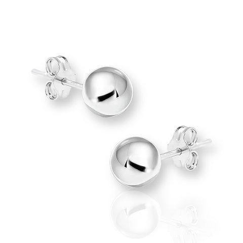 Silver 925 High Polished Bead Stud Earrings 3mm to 12mm (Unisex)