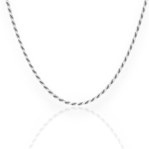 Silver 925 Rhodium Plated Rope 040 Chain 2mm