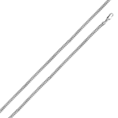 Silver 925 Rhodium Plated Hollow Franco Chain 3.6mm and Bracelet