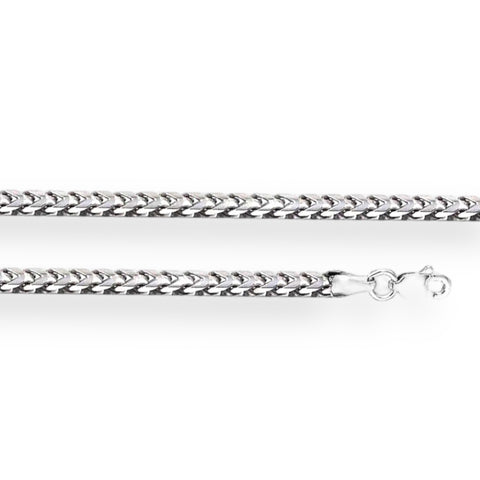 Silver 925 Rhodium Plated Hollow Franco Chain 3.6mm and Bracelet