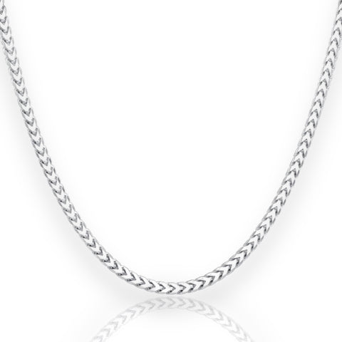 Silver 925 Rhodium Plated Hollow Franco Chain 3.6mm and Bracelet