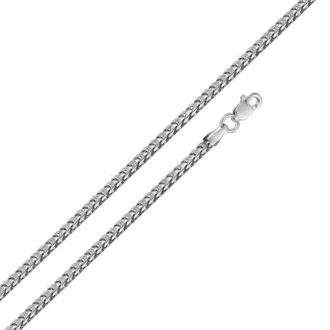 Silver 925 Rhodium Plated Hollow Round Franco Chain 2.7mm Bracelet