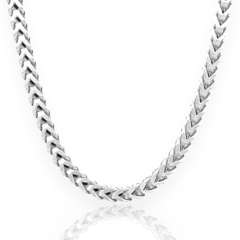 Silver 925 Rhodium Plated Hollow Round Franco Chain 5.3mm