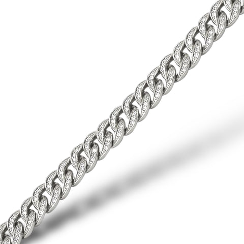 Silver 925 Rhodium Plated CZ Encrusted Miami Cuban Link Bracelet