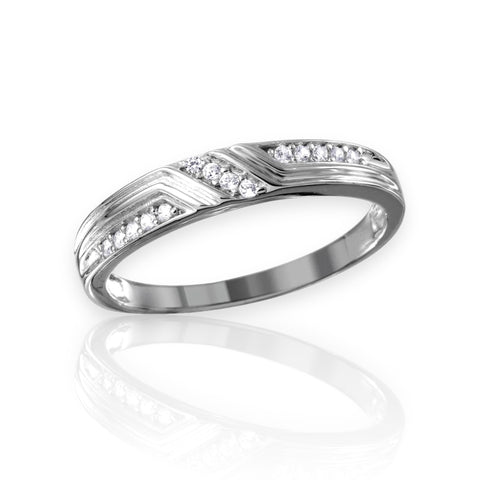 Silver 925 Rhodium Plated CZ Design Ring For Men