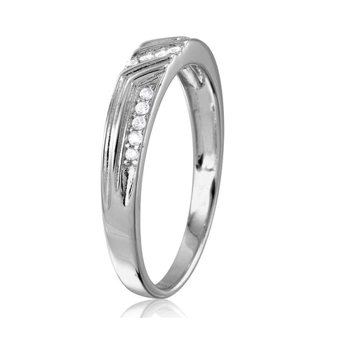 Silver 925 Rhodium Plated CZ Design Ring For Men