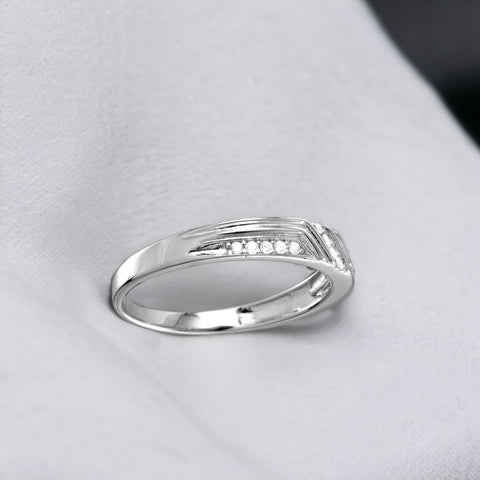 Silver 925 Rhodium Plated CZ Design Ring For Men