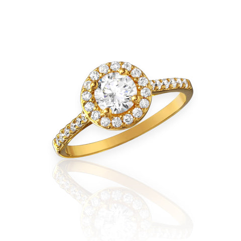 Silver 925 Gold Plated Thin Micro Pave Ring with CZ