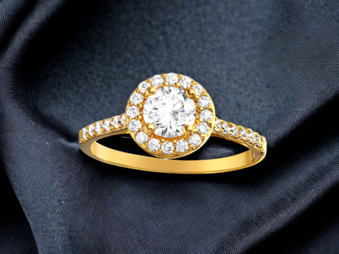 Silver 925 Gold Plated Thin Micro Pave Ring with CZ