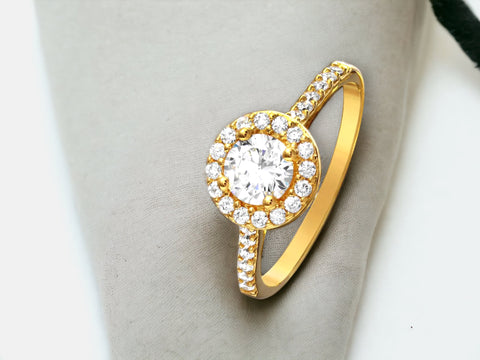 Silver 925 Gold Plated Thin Micro Pave Ring with CZ