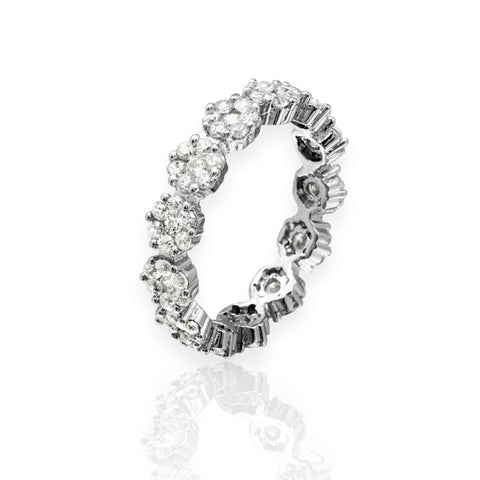 Silver 925 Flower CZ Band Ring