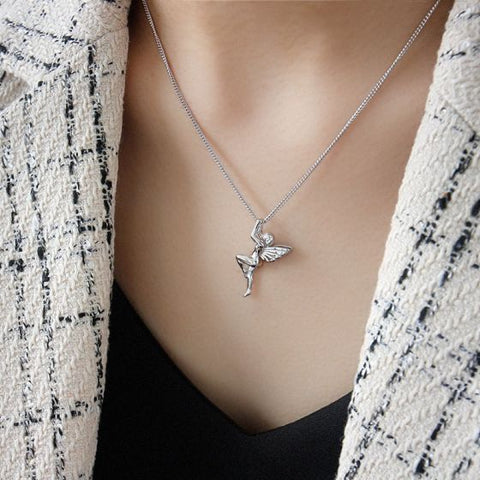 Women Guardian Angel 925 Sterling Silver Necklace