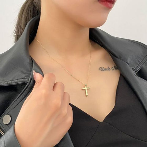 Evening Irregular Cross 925 Sterling Silver Necklace