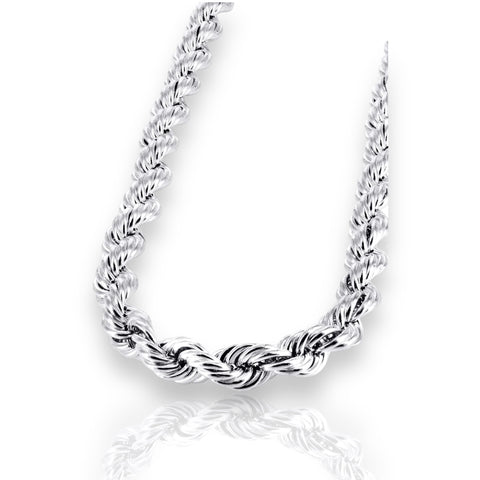 Sterling Silver 925 Diamond Cut Anti Tarnish Hollow Rope Chain 7.6MM