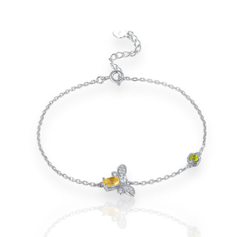 Elegant Bee Sterling Silver Plating Zircon Bracelet in Two Colors