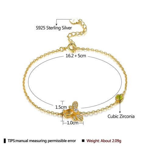 Elegant Bee Sterling Silver Plating Zircon Bracelet in Two Colors