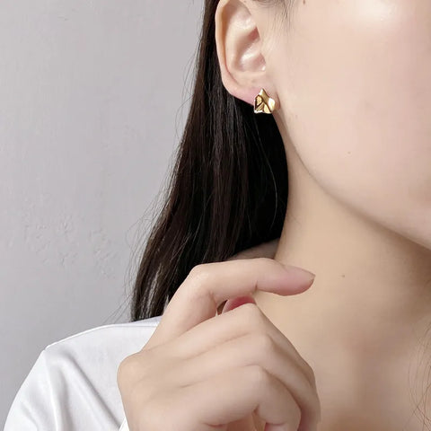 Sterling Silver Irregular Plating Ear Studs in 2 colors