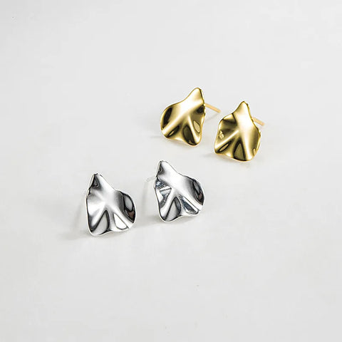 Sterling Silver Irregular Plating Ear Studs in 2 colors