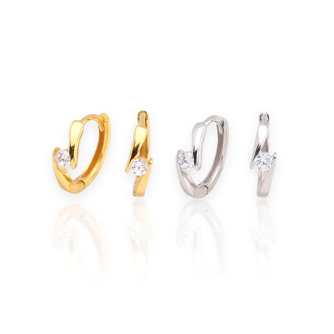 Elegant Geometric Sterling Silver Inlay Zircon White Gold Plated Gold Plated Earrings in two colors