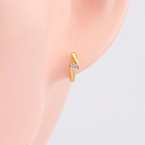 Elegant Geometric Sterling Silver Inlay Zircon White Gold Plated Gold Plated Earrings in two colors