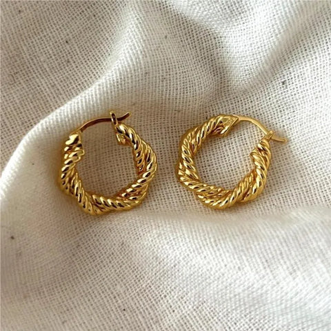 Twist Sterling Silver Plating Hoop Earrings