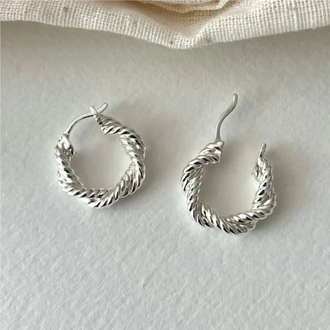 Twist Sterling Silver Plating Hoop Earrings