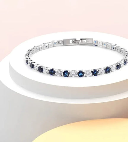 Sterling Silver Inlay Zircon Tennis Bracelet