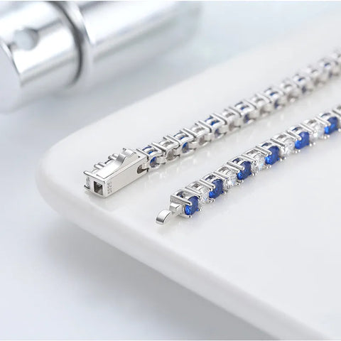 Sterling Silver Inlay Zircon Tennis Bracelet