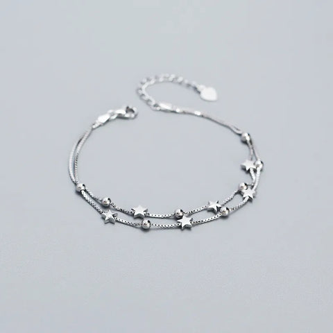 Two Layered Star Sterling Silver Plating Bracelet