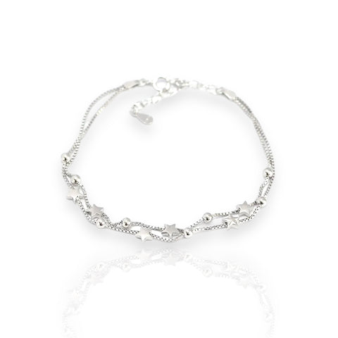 Two Layered Star Sterling Silver Plating Bracelet