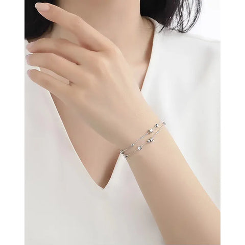 Two Layered Star Sterling Silver Plating Bracelet