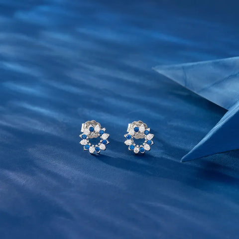 925 Sterling Silver Style Flower Plating Inlay Zircon 14K Gold Plated White Gold Plated Silver Plated Ear Studs