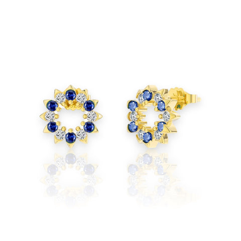 925 Sterling Silver Style Flower Plating Inlay Zircon 14K Gold Plated White Gold Plated Silver Plated Ear Studs