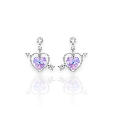 Heart Shape Inlay Sterling Silver Zircon Drop Earrings