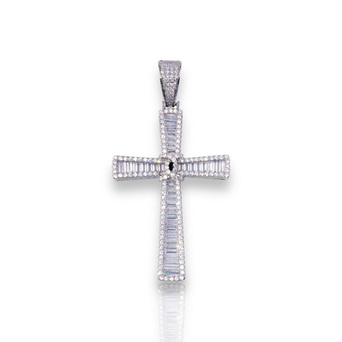 CZ Cross Pendant Vertical Glass Setting