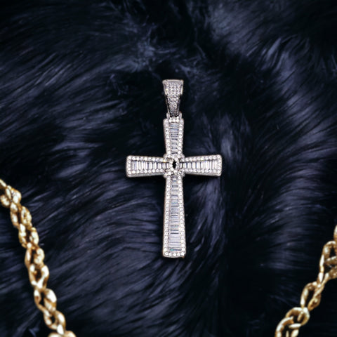 CZ Cross Pendant Vertical Glass Setting