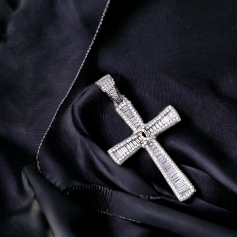 CZ Cross Pendant Vertical Glass Setting