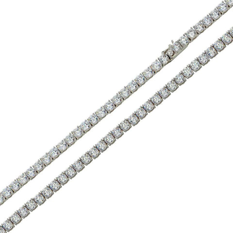 Silver 925 Rhodium Plated Round CZ Tennis Necklace and Bracelet 3mm