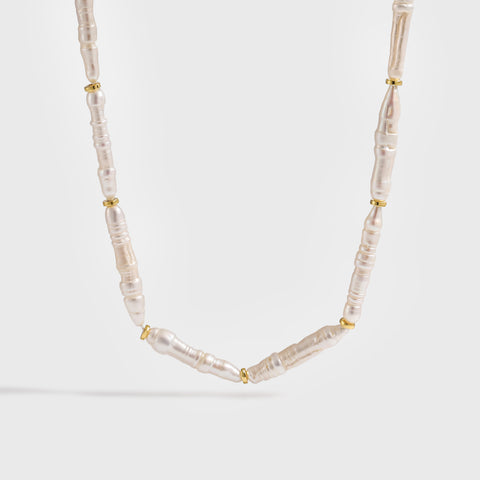 Elegant Natural Long Stick Pearls 925 Sterling Silver Necklace