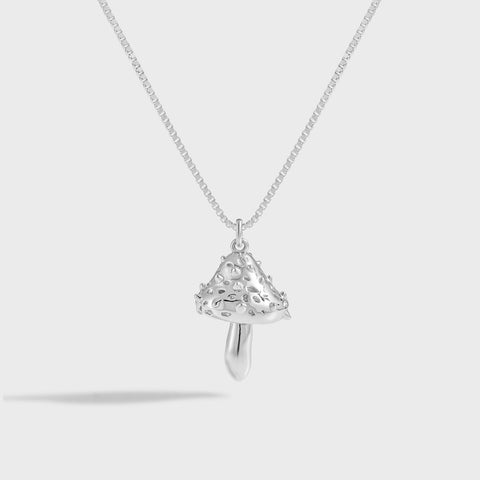 Friend's Irregular Rivet Mushroom 925 Sterling Silver Necklace