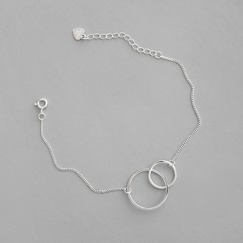 Simple Mother Child Loops 925 Sterling Silver Bracelet