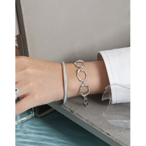 Minimalist Twisted 925 Sterling Silver Open Bangle