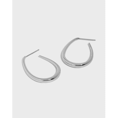 Simple Letter U Shape 925 Sterling Silver Hoop Earrings