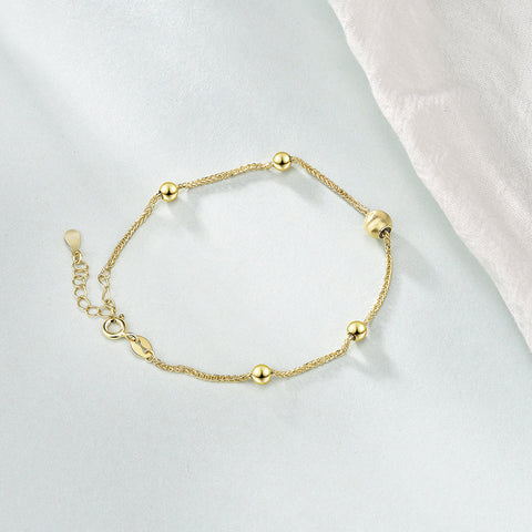 Gift Golden Lucky Beads 925 Sterling Silver Bracelet