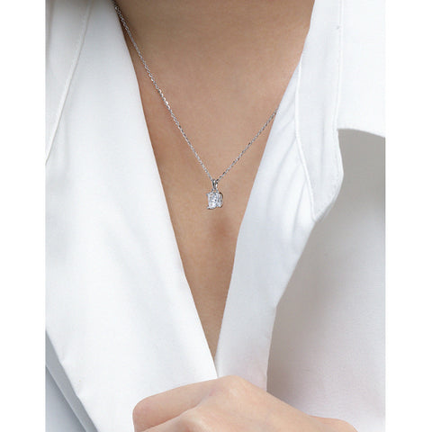 Simple Radiant CZ New 925 Sterling Silver Necklace